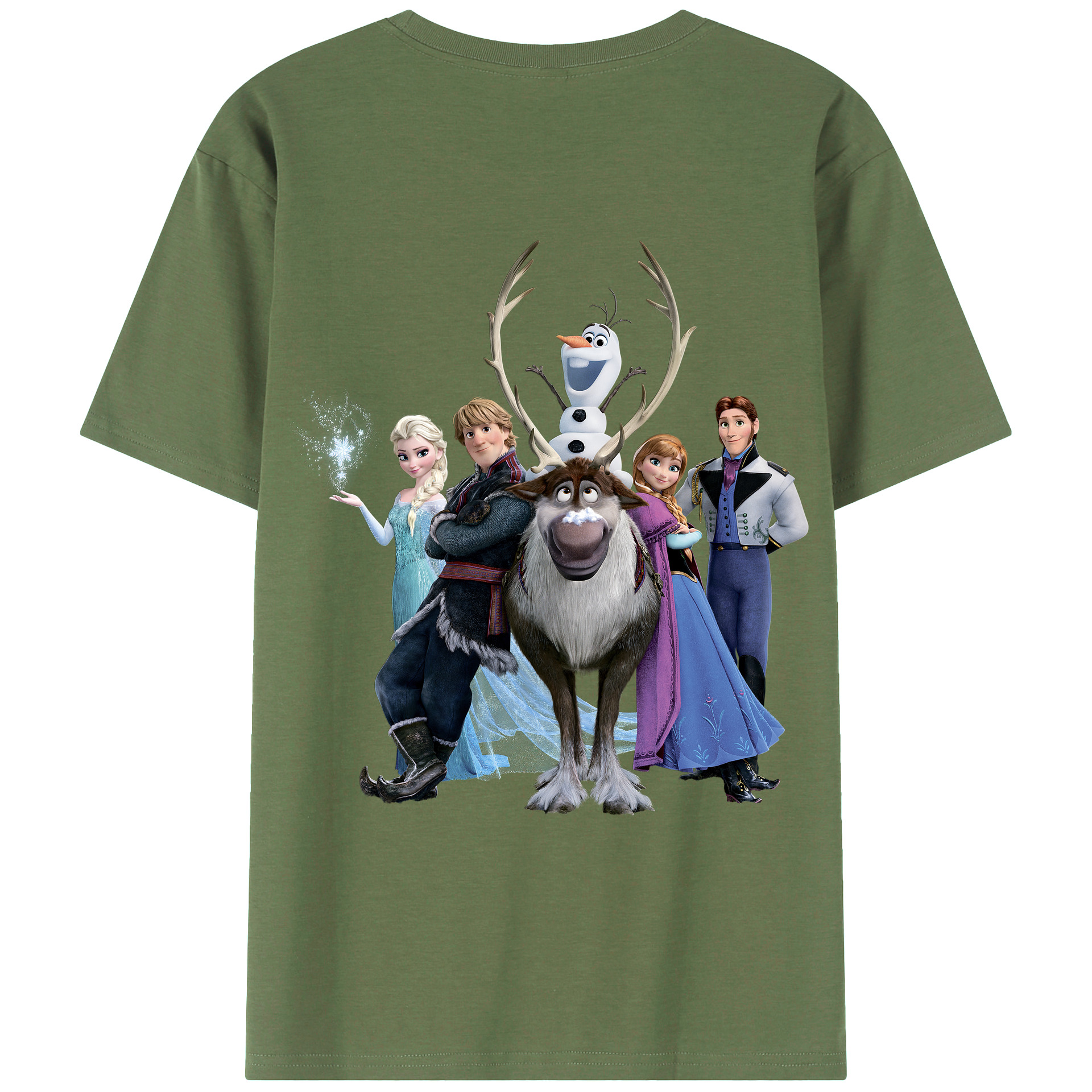 （画像用） アナと雪の女王 アンナ エルサ Frozen Anna Elsa 綿100％ メンズ半袖Tシャツ（バックプリント） 通気性